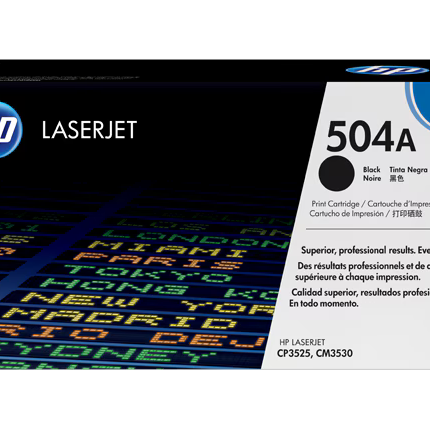 HP 504A Black  LaserJet Toner Cartridge (CE250A)-Genuine