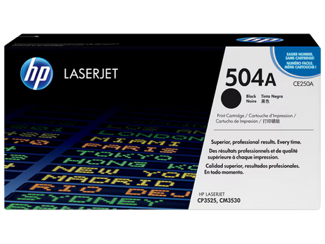 HP 504A Black  LaserJet Toner Cartridge (CE250A)-Genuine