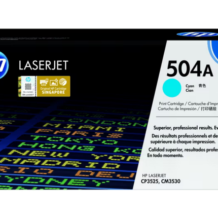 HP 504A Cyan  LaserJet Toner Cartridge (CE251A)-Genuine