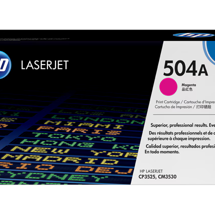 HP 504A Magenta LaserJet Toner Cartridge  (CE253A)-Genuine