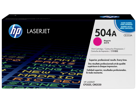 HP 504A Magenta LaserJet Toner Cartridge  (CE253A)-Genuine