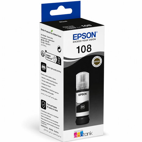 Epson Ecotank 108 Black Ink Bottle 70ml - Emerging Computers Ltd