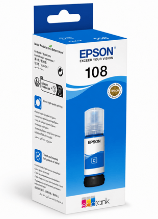 Epson Ecotank 108 Cyan Ink Bottle 70ml - Emerging Computers Ltd