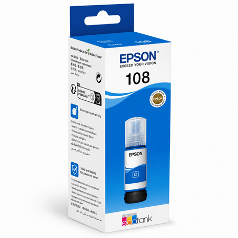 Epson Ecotank 108 Cyan Ink Bottle 70ml - Emerging Computers Ltd