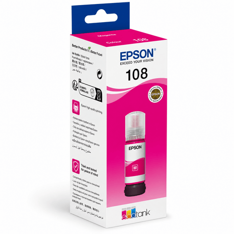 Epson Ecotank 108 Magenta Ink Bottle 70ml - Emerging Computers Ltd