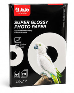 JOJO A4 SUPER GLOSSY PHOTO PAPER REAM OF 20 SHEETS-230gsm - Emerging Computers Ltd