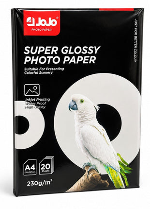 JOJO A4 SUPER GLOSSY PHOTO PAPER REAM OF 20 SHEETS-230gsm - Emerging Computers Ltd